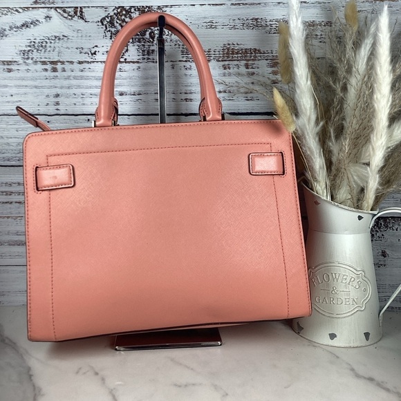 MICHAEL KORS CORAL PINK BAG WALLET CROSSBODY SET RAYNE STUDDED SAFFIANO LEATHER - Picture 11 of 16